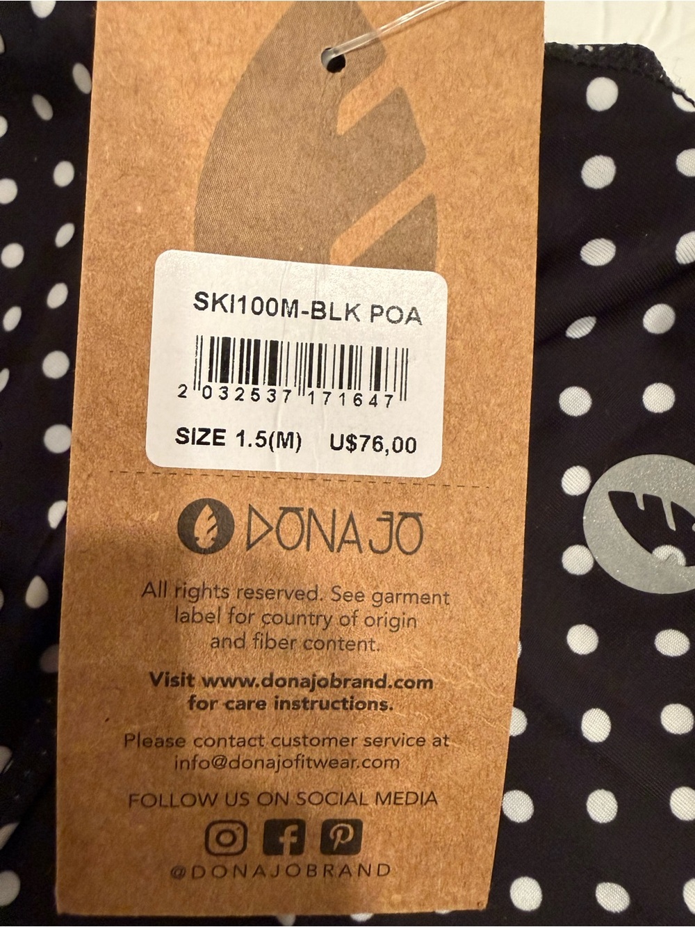 NWT‼️Dona Jo “JoJo” Athletic Skort -1.5 (Med) Black Polka Dot - Picture 6 of 10